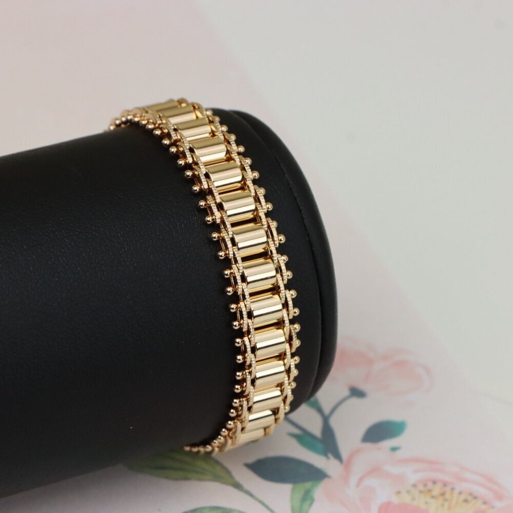 "Elegant Rose Gold Plated Bracelet with Geometric Bar Design,XPBL0910 - Picture 8 of 12